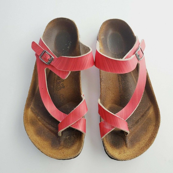 Birkenstock Shoes - Birkenstock Sandals 245 Red Stripe Sz 7